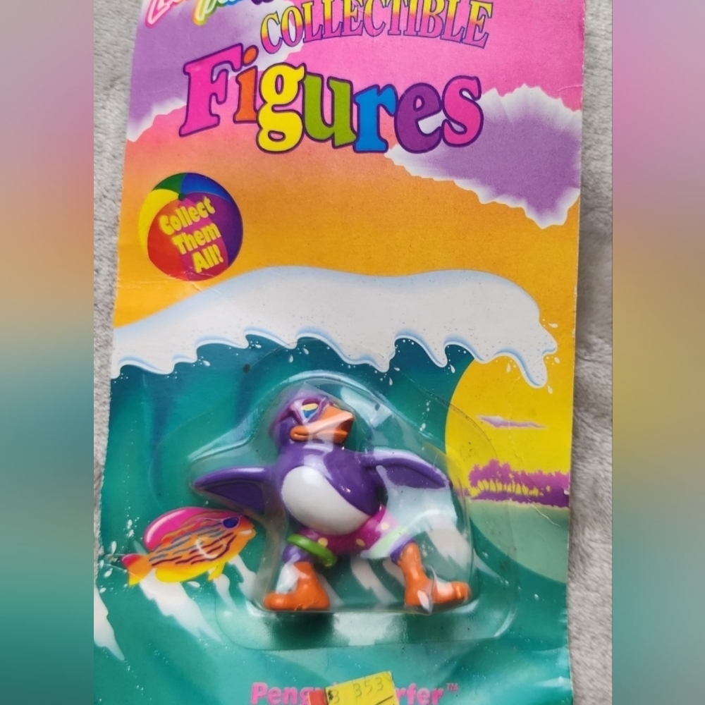 Lisa Frank Penguin Surfer PVC Toy Figure 1990s Collectible Rare